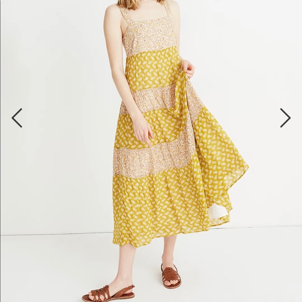 Madewell Print-mix tiered midi dress in Jaipur floral. Size Small.